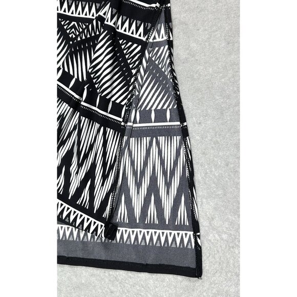 Chicos‎ Size 3 Womens Maxi Skirt Geometric Tribal Print Black & White Side Slit - Picture 4 of 16